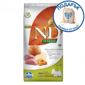 N&D Pumpkin Adult Mini Boar&Apple за пораснали кучета от малките породи с глиганско месо, тиква и ябълка 7кг + подарък раница от плат