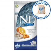 Суха храна БЕЗ глутен N&D Pumpkin Adult Medium & Maxi за пораснали кучета от средни и големи породи с тиква, риба треска и портокал 12кг + подарък раница от плат