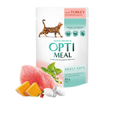 OPTIMEAL™. Сomplete сanned pet food for adult cats with turkey in pumpkin sauce, 0,085 kg
