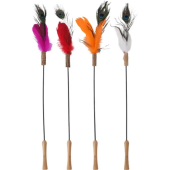 Играчка за котка Flamingo TOY LINDY CAT DANGLER 45 см - въдица с пера в паунова окраса