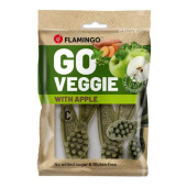 Вегетариански дентални лакомства Flamingo Veggie Toothbrush Apple дъвчащи четки за зъби с вкус на ябълка 12,5 см