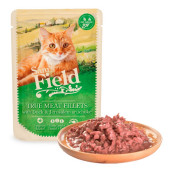 Натурална, мокра храна за котки Sam's field CAT POUCH with Duck fillets със 77% пилешко месо, 8% патешко и артишок, БЕЗ зърнени култури