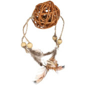 Котешка играчка Flamingo CHAYENNE WICKER BALL топка за с пера