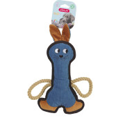 Плюшена кучешка играчка Zolux Buddy plush toy Rabbit синьо зайче с въже