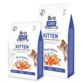 Суха храна за подрастващи котенца Brit Care Cat Grain-Free Kitten Gentle Digestion & Strong Immunity БЕЗ ЗЪРНО, за правилно храносмилане и подсилване на имунитета, със сьомга