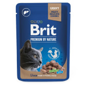 Пауч за кастрирани котки Brit Premium Sterilized с черен дроб