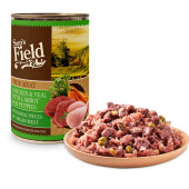 Натурална консервирана храна за малки кученца Sam's Field DOG True Meat Chicken & Veal PUPPIES с късчета от 60% прясно пилешко и телешко месо