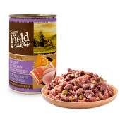 Натурална консервирана храна за кучета Sam's Field DOG True Meat  Salmon & Chicken с късчета от 60% прясна сьомга и пилешко месо
