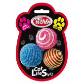 Играчка за коте PET NOVA комплект от 3 плетени топки 4 см.