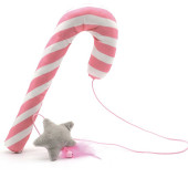 Коледна котешка играчка Croci Cat pole Xmas blush star въдица във формата на захарно бастунче