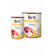  BRIT PATÉ & MEAT - CHICKEN - консервирана храна за кучета  с 28% прясно пилешко месо и 22% телешко