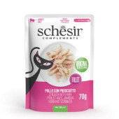 Допълваща мокра храна за котки Schesir Complimentary Wet Cat Chicken with ham пилешко филе с шунка в желе