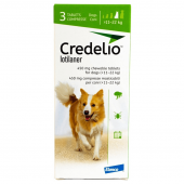 Credelio – Овкусени таблетки срещу бълхи и кърлежи за кучета с тегло от 11 до 22 кг. 
