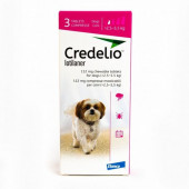 Credelio – Овкусени таблетки срещу бълхи и кърлежи за кучета с тегло от 2.5 до 5.5 кг. 