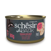 Консервирана храна за котки Schesir AfterDark Chicken and Beef с пилешко и телешко в бульон