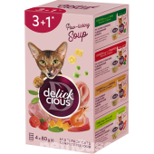Крем супа за котки DELICKCIOUS Soups Complete pet food for adult cats комплект от 4 различни вкуса