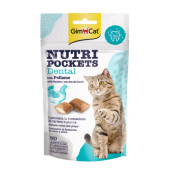 Дентални лакомства за котки GIMCAT Nutri pockets джобчета с кремообразен пълнеж от пилешко месо, с постващи частици