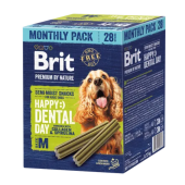 Дентални пръчици за кучета от малки и средни породи Brit Premium by Nature Dog Dental Snack M, обогатени с колаген и спирулина, 28бр.