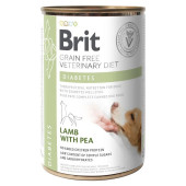 Пълноценна, консервирана храна Brit Veterinary Diets Dog Diabetes за кучета с диабет с Агнешко месо и грах, БЕЗ ЗЪРНЕНИ КУЛТУРИ