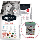 Профилактична храна за кучета Ownat Care Digestive БЕЗ ГЛУТЕН - за чувствителна храносмилателна система и храносмилателни смущения; разфасовка 10кг + подарък контейнер