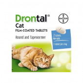 Drontal Cat - таблетки за вътрешно обезпаразитяване на котка, 2 броя таблетки в кутия
