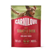 Пълноценна мокра храна за кучета Carnilove Dog Pouch Paté Turkey & Duck with Timothy Grass с пуешко и патешко месо