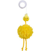Котешка играчка Trixie Chicken on an elastic band  плюшено пиле със звънче на еластична връв с добавена котешка трева