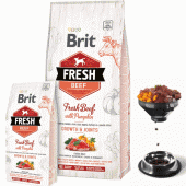 Холистична суха храна Brit Fresh Beef with Pumpkin Puppy Large Bones & Joints за подрастващи кученца от големите породи, с прясно телешко месо и тиква