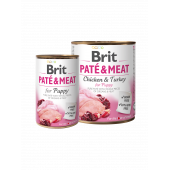 BRIT PATÉ & MEAT - PUPPY - консервирана храна за кучета с 29% прясно пилешко месо и 21% пуешко