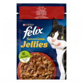 Пауч PURINA FELIX Sensations за котки в зряла възраст с говеждо, домати и ароматно желе 85гр.