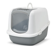 Закрита котешка тоалетна Savic Nestor Jumbo - white-cool grey подходяща за големи породи в сив цвят