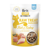 Лакомство за котки за красива козина и здрава кожа Brit RAW Treat Cat Hair&Skin с 96% прясно месо от пуйка и сьомга