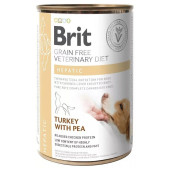 Пълноценна, консервирана храна за кучета Brit Veterinary Diets Dog Hepatic за подпомагане на чернодробната функция при хронична чернодробна недостатъчност с Пуешко месо и грах, БЕЗ ЗЪРНЕНИ КУЛТУРИ