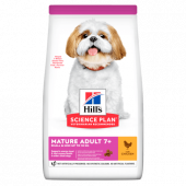 Hill's Science Plan Small & Mini Mature 7+ с пилешко - Пълноценна суха храна за дребни и миниатюрни породи кучета в напреднала възраст, над 7 години. 6кг + подарък комплект за път
