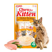 Кремообразно лакомство за подрастващи котенца Churu for Kitten Chicken Recipe с пилешко месо. №1 в света мокро лакомство за котки