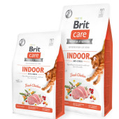 Пълноценна суха храна за котки живеещи в затворени пространства Brit Care Cat Grain-Free INDOOR ANTI-STRESS със 26% прясно пилешко месо, плодове и зеленчуци, БЕЗ зърнени култури 