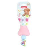 Екологична плюшена играчка за малки кученца ZOLUX Puppy Bone  кокал с шумолящ ефект, розов цвят