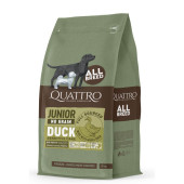 Пълноценна суха храна за подрастващи кучета от всички породи Quatro Superpremium Junior All breed с патешко , БЕЗ зърнени култури