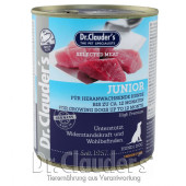 Пълноценна, консервирана храна за подрастващи кучета Dr.Clauder's Selected Meat Junior с 98.9 % съдържание на месо