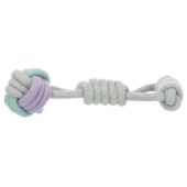 Въжена играчка Trixie Junior Knot ball on a rope  плетена топка с въже за дърпане, подходяща за малки кученца