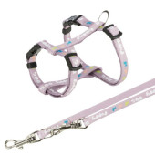 Комплект от  нагръдник и повод Trixie Junior puppy harness with leash подходящ за малки кученца, светлолилав цвят