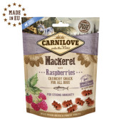Хрупкави кучешки лакомства Carnilove Dog Crunchy Snack Mackerel&Raspberries with fresh meat с 50% прясна скумрия, плодове и зелнчуци