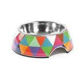 Метална купа Record Crystal steel dog bowl дизайн с многоцветни триъгълници 