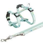 Комплект от  нагръдник и повод Trixie Junior puppy harness with leash подходящ за малки кученца, ментов цвят