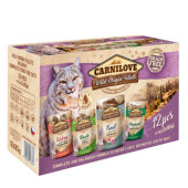 Кутия с паучове Carnilove Cat pouch MULTIPACK филенца в сос с различни вкусове