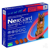 NexGard Spectra - защита от бълхи, кърлежи, нематоди и превенция на дирофиларията, за кучета от 30 до 60 кг., 3 броя таблетки