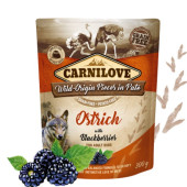 Натурална мокра храна за кучета Carnilove Dog Pouch Paté Ostrich with Blackberries с Щраусово месо и къпини, БЕЗ ЗЪРНЕНИ КУЛТУРИ
