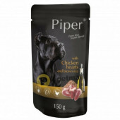 Пълноценна храна за кучета Piper пауч 150 гр. с пилешки сърца, кафяв ориз и добавено ленено масло