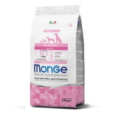 Монопротеинова храна за кучета в зряла възраст от всички породи Monge Natural Superpremium Adult All breeds Pork, Rice & Potatoes със свинско, ориз и картофи 