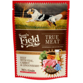 Натурална мокра храна, пауч за кучета Sam's Field Beef with veal с 65% говеждо месо, моркови и черна боровинка, БЕЗ зърнени култури